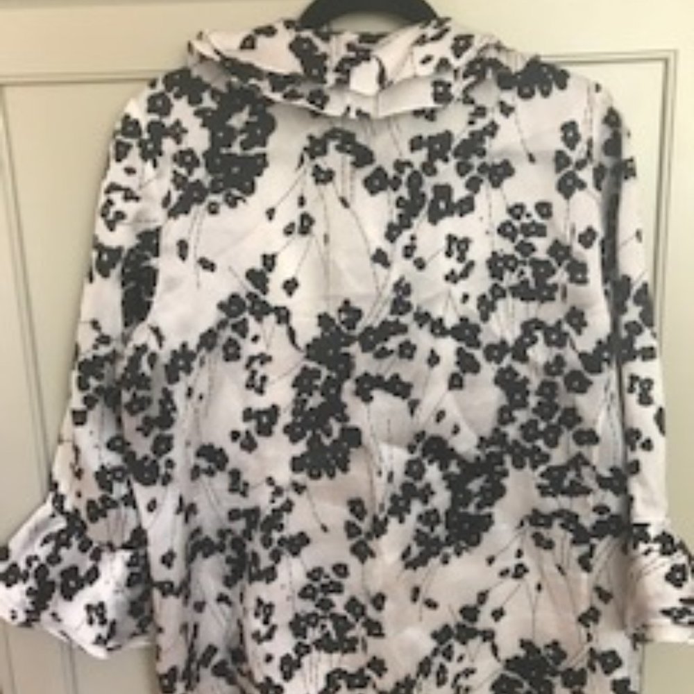 Frescara Toronto Silk Black & White Floral Top - Picture 7 of 8
